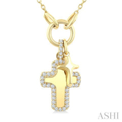 .20CTRDDM CROSS CHARM PD YG 10K-G+CH*