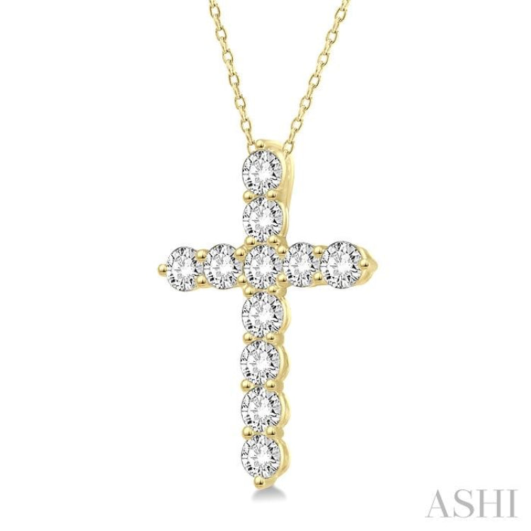 .50CTRDDM CROSS PENDANT YG 14K-H+CH*