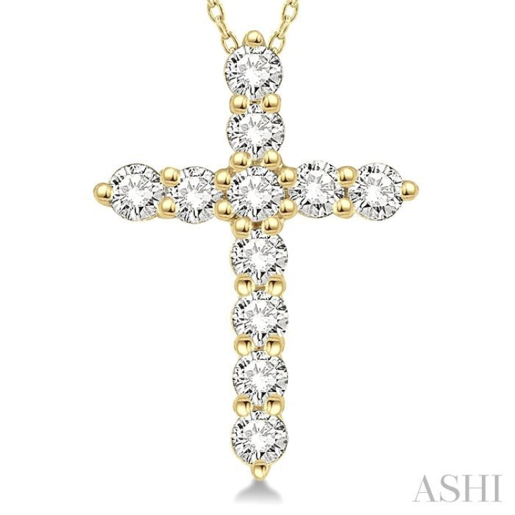 .50CTRDDM CROSS PENDANT YG 14K-H+CH*