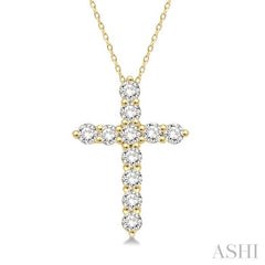 .25CTRDDM CROSS PENDANT YG 14K-H+CH*