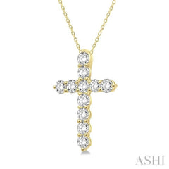 .25CTRDDM CROSS PENDANT YG 14K-H+CH*