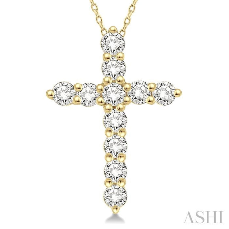 .25CTRDDM CROSS PENDANT YG 14K-H+CH*
