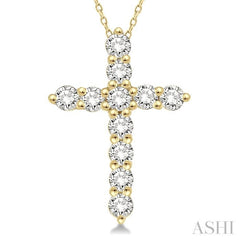 .25CTRDDM CROSS PENDANT YG 14K-H+CH*