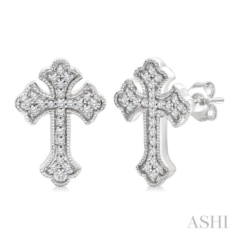 .15CTRD DM CROSS PETITE ER WG 10K-G*