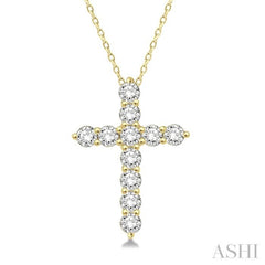 .75CTRDDM CROSS PENDANT YG 14K-H+CH*