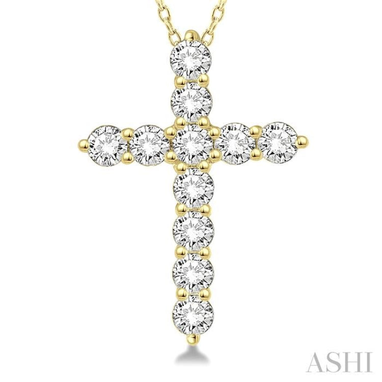 .75CTRDDM CROSS PENDANT YG 14K-H+CH*