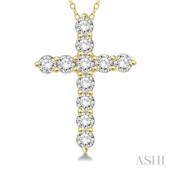 .75CTRDDM CROSS PENDANT YG 14K-H+CH*