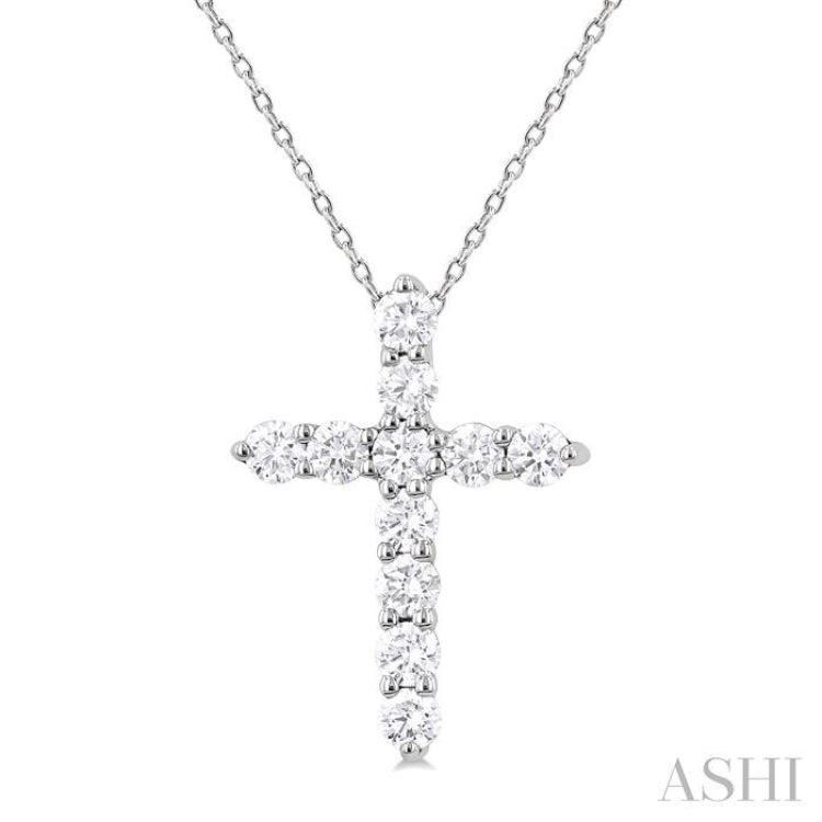 .33CTRDDM CROSS PENDANT WG 14K-H+CH*