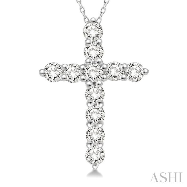.25CTRDDM CROSS PENDANT WG 14K-H+CH*