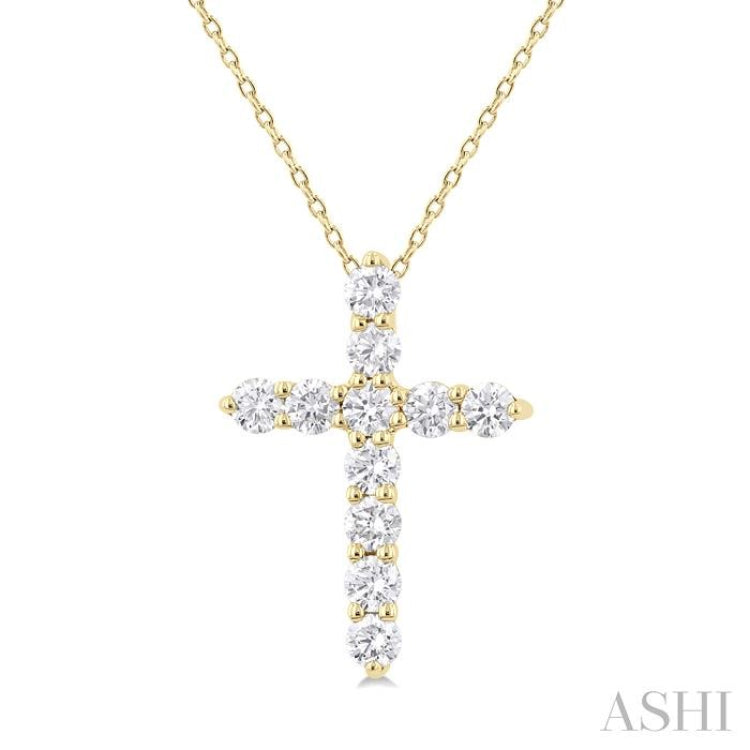 .33CTRDDM CROSS PENDANT YG 14K-H+CH*