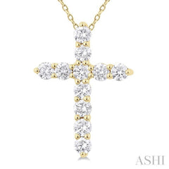 .33CTRDDM CROSS PENDANT YG 14K-H+CH*