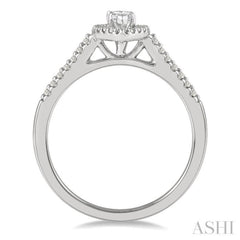 1/2 Ctw Round Cut Diamond Engagement Ring With 1/4 Ct Marquise Cut Center Stone in 14K White Gold