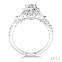 1 Ctw Diamond Engagement Ring with 1/2 Ct Pear cut Center Stone in 14K White Gold