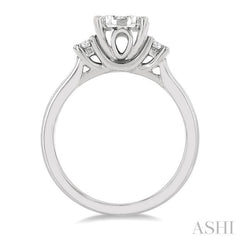 5/8 Ctw Oval Shape Lovebright Round Cut Diamond Engagement Ring in 14K White Gold