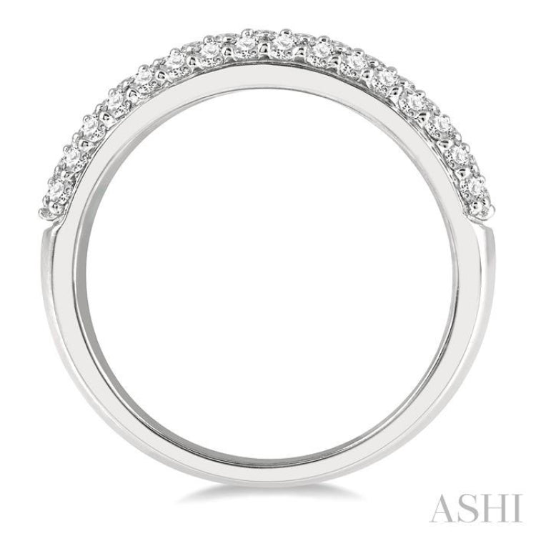 1/2 Ctw Triple Row Pave Set Round Cut Diamond Wedding Band in 14K White Gold