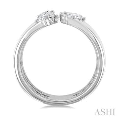 3/4 Ctw Open Top Mixed Diamond Cut Wide Fashion Band in 14K White Gold
