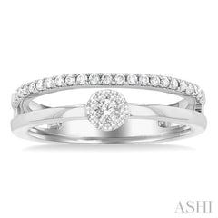 1/4 Ctw Double Row Lovebright Round Cut Diamond Ladies Ring in 10K White Gold