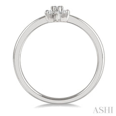 1/8 Ctw Floral Motif Single Cut Diamond Petite Fashion Ring in 10K White Gold