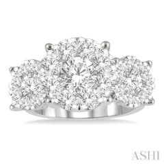 3 Ctw Lovebright Round Cut Diamond Ring in 14K White Gold