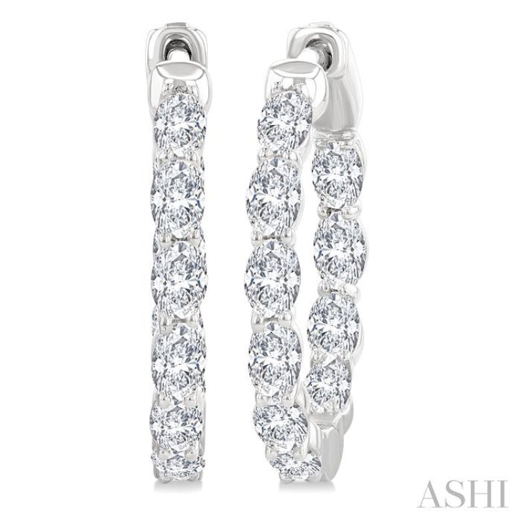 2 Ctw Inside-Out Oval Cut Diamond Hoop Earrings in 14K White Gold