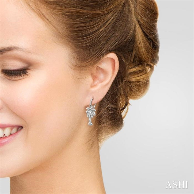 1/2 Ctw Round Cut Diamond Palm Tree Earrings in 14K White Gold