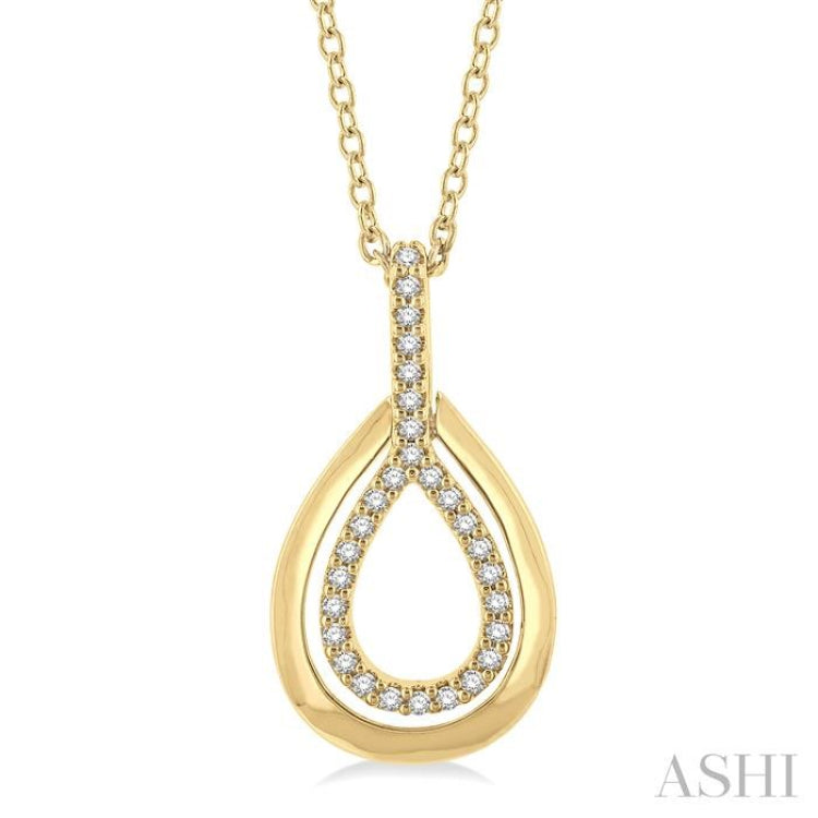 1/10 Ctw Petite Pear Shape Round Cut Diamond Fashion Pendant With Chain in 10K Yellow Gold