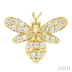 1/8 Ctw Petite Bumble Bee Round Cut Diamond Fashion Stud Earring in 10K Yellow Gold