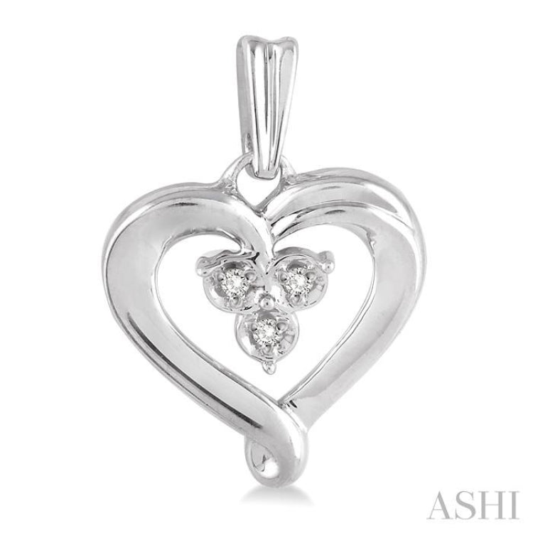 1/50 Ctw Single Cut Diamond Heart Earrings in Sterling Silver