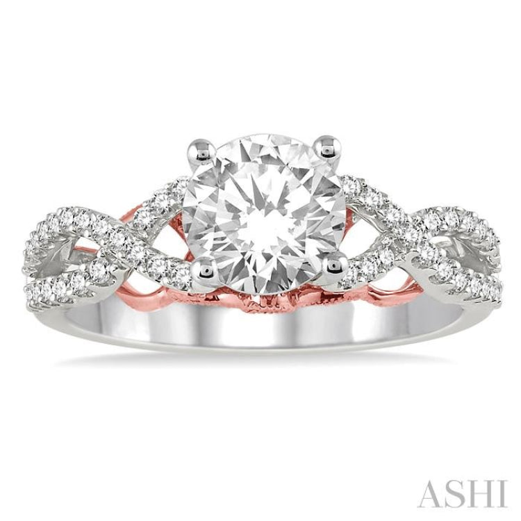 1/3 Ctw Diamond Semi-Mount Engagement Ring in 14K White and Rose Gold