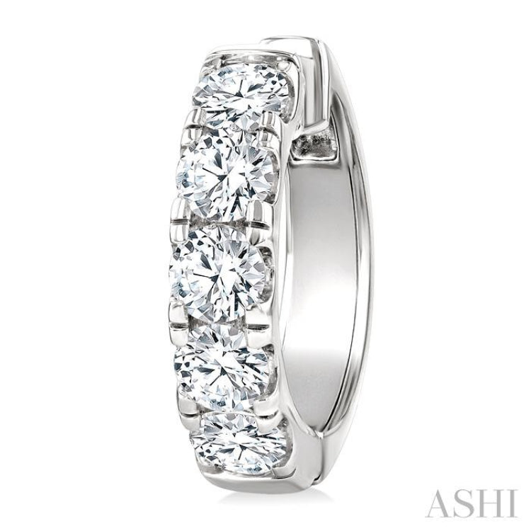 4 Ctw Round Cut Diamond Hoop Earrings in 14K White gold