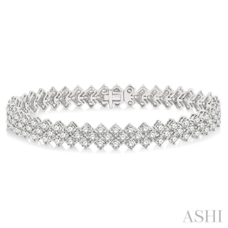 10 Ctw Chevron Link Round Cut Diamond Tennis Bracelet in 14K White Gold