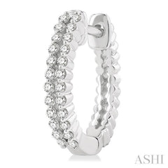 1/4 Ctw Petite Twin Row Round Cut Diamond Fashion Huggies in 10K White Gold