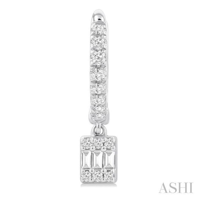 1/3 Ctw Petite Rectangle Shape Fusion Diamond Fashion Huggies in 10K White Gold