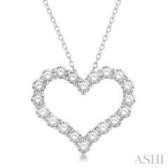 4 Ctw Heart Shape Round Cut Diamond Pendant With Chain in 14K White Gold