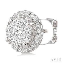 1 Ctw Lovebright Round Cut Diamond Earrings in 14K White Gold