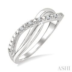 1/20 Ctw Split Criss Cross Round Cut Diamond Fashion Ring in Sterling Silver
