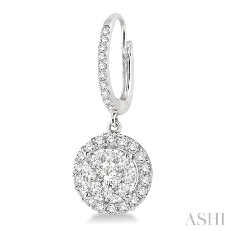 1 Ctw Round Cut Diamond Lovebright Earrings in 14K White Gold