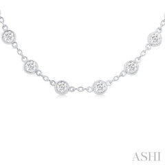 4 Ctw Bezel Set Round Cut Diamond Station Necklace in 14K White Gold