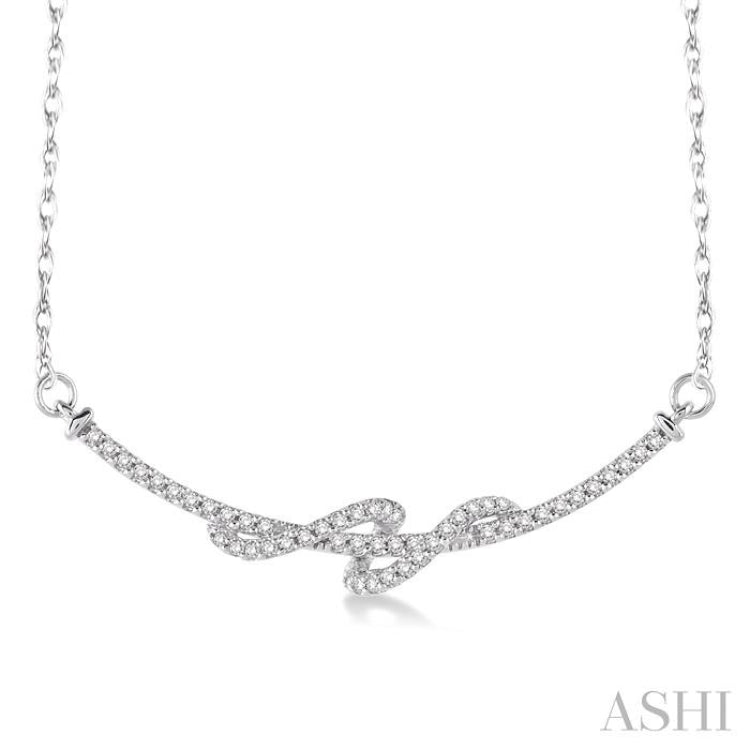 1/4 Ctw Round Cut Diamond Swirl Necklace in 10K White Gold with Chain