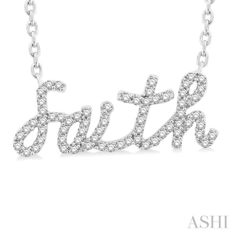 1/5 Ctw 'faith' Script Name Single Cut Diamond Necklace in 10K White Gold