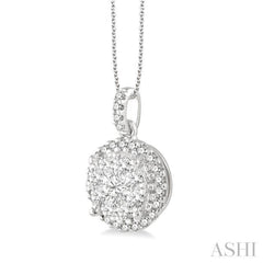 1 Ctw Lovebright Round Cut Diamond Pendant in 14K White Gold with Chain