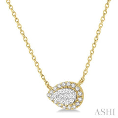 1/6 Ctw Pear Shape Round Cut Diamond Lovebright Pendant With Chain in 14K Yellow & White Gold