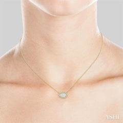 1/6 Ctw Pear Shape Round Cut Diamond Lovebright Pendant With Chain in 14K Yellow & White Gold
