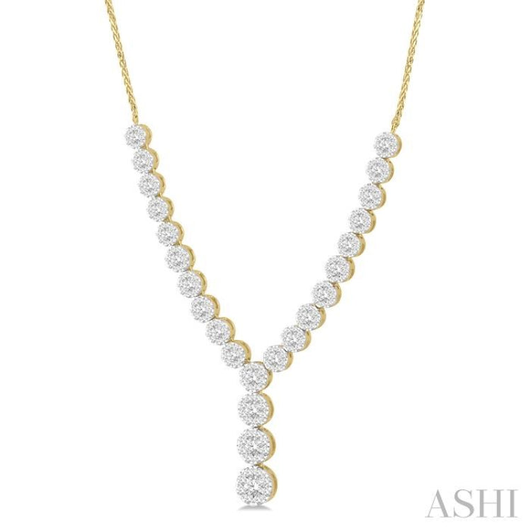 2 1/4 Ctw Lovebright Round Cut Diamond Necklace in 14K Yellow and White Gold