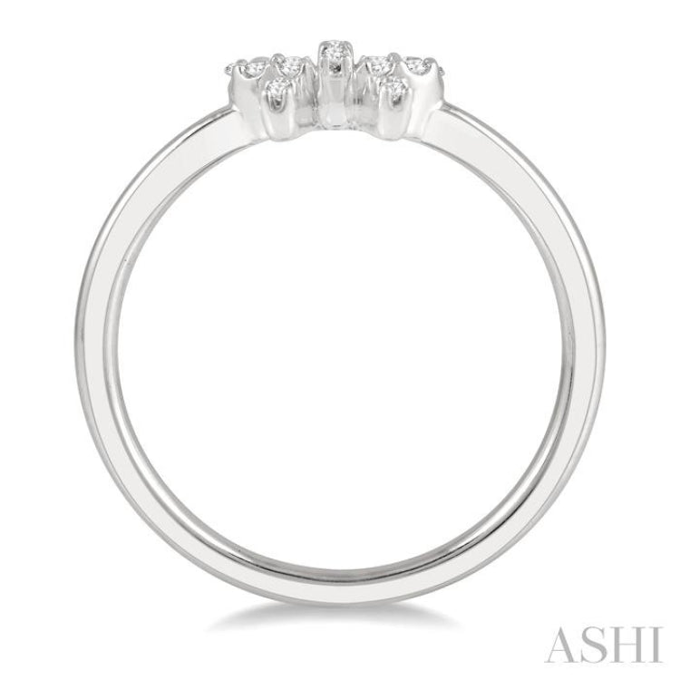 1/10 Ctw Bow Cutout Single Cut Diamond Petite Fashion Ring in 10K White Gold