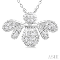 1/4 Ctw Petite Bumble Bee Round Cut Diamond Fashion Pendant With Chain in 10K White Gold