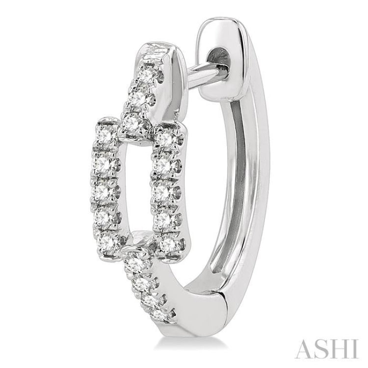 1/5 Ctw Petite Paperclip Round Cut Diamond Fashion Huggies in 10K White Gold