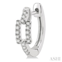 1/5 Ctw Petite Paperclip Round Cut Diamond Fashion Huggies in 10K White Gold