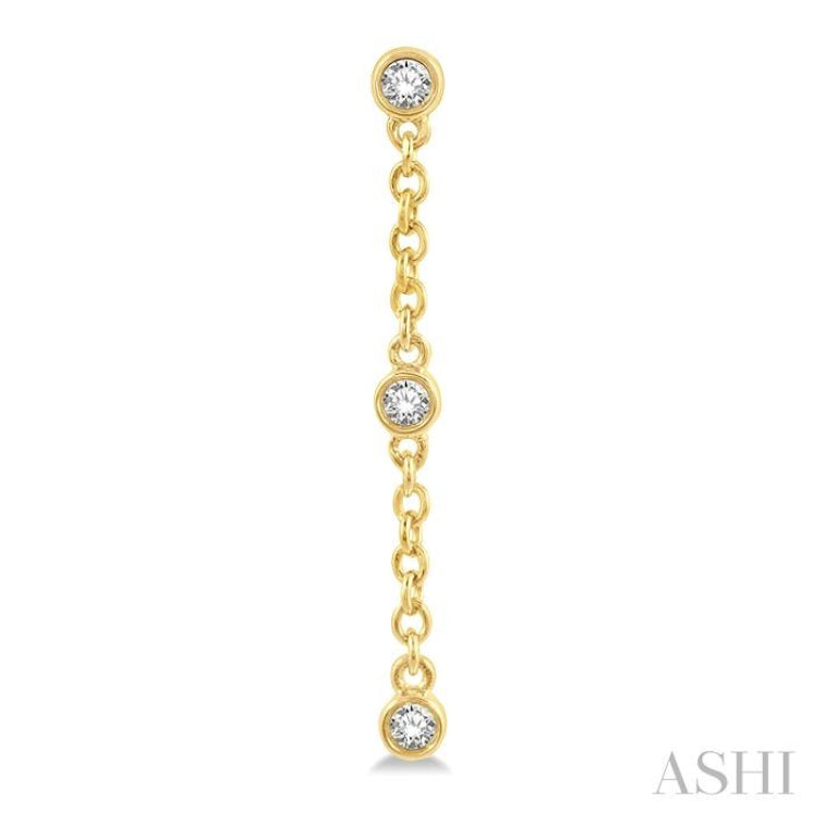 1/6 Ctw Circular Shape 3-Station Round Cut Diamond Drop Earring in 10K Yellow Gold