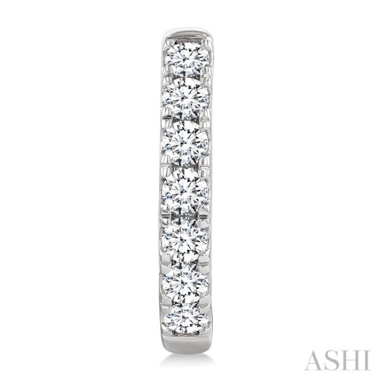 2 Ctw Round Cut Diamond Hoop Earrings in 14K White gold